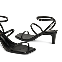 WETKISS Sandales à talons hauts carrés pour femmes, noires, à bride cheville, talons chaton, chaussures habillées, sandales d'été pour dames, vente en gros à prix abordable