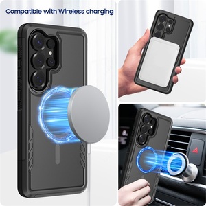 Étui de téléphone portable de luxe 2-en-1 hybride TPU PC noir antichoc magnétique mat avec charge sans fil pour S26 Ultra - Product Image 4