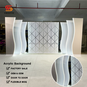 Tùy chỉnh màu trắng LED PVC nền sân khấu hiện đại mịn Acrylic làn sóng lớn Backdrop cho trang trí đám cưới 3D hiệu ứng ánh sáng - Product Image 2