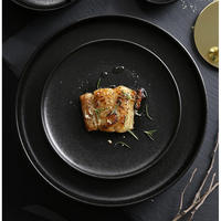 Assiettes de buffet personnalisées en porcelaine, 8 et 10 pouces, rondes, noires mates, en céramique, pour restaurant