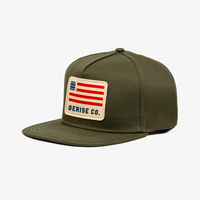Topi Snapback 5 Panel Model Flat Bill dengan Patch Tenun Custom Bendera Amerika untuk Grosir Fesyen