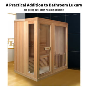 غرفة ساونا بالبخار بالأشعة تحت الحمراء البعيدة لستة أشخاص من YITE، مجهزة بشكل عالي، تصميم عصري للعلاج الطبيعي، مصنوعة من خشب الهيملوك المتغير - Product Image 4