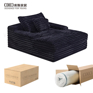 أريكة مخملية كبيرة الحجم من قماش الكوردروي الأسود لغرفة المعيشة، أثاث عصري معبأ بالتفريغ الهوائي ومضغوط - Product Image 1