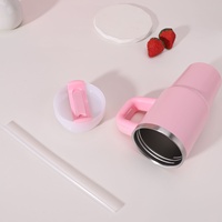 Vaso Infantil Personalizado con Logotipo, de Acero Inoxidable Aislado al Vacío, de 14 oz, Mini Portátil, con Asa, Pajita y Tapa Abatible, para Viajes y Campamentos
