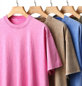 T-shirt vintage délavé à l'acide pour homme, logo personnalisé, effet vieilli, coton épais 100%, couleur unie, style décontracté oversize, tissu tricoté - Product Image 4