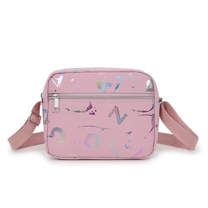 Stylish Letter Crossbody <b>Bag</b> For Women Pink Purple Horizontal Square Zipper Closure Portable Everyday Outfits Spring 2025 - Product Image 5