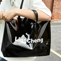 Sacs fourre-tout en PVC transparent personnalisés avec logo imprimé, imperméables, grande capacité, pour le shopping