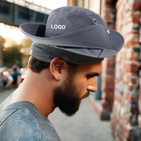 Chapeau Bob Anti-UV UPF 50+ Personnalisé avec Visière Rétractable, Casquette Safari à Sangle Mentonnière Ajustable pour Pêche et Randonnée en Extérieur