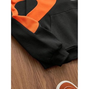 Sweat à capuche décontracté à épaules tombantes en coton éponge pour hommes de haute qualité patchwork personnalisé - Product Image 4