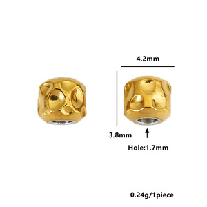Perles martelées en acier inoxydable 4 mm plaquées or, forme géométrique, accessoires de bijoux pour la fabrication de colliers DIY - Product Image 3