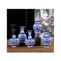 Vase à fleurs bleu et blanc en céramique personnalisé vintage chinois vase décoratif pour la maison