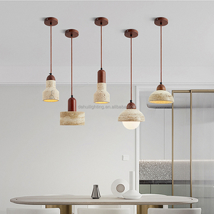 Dehui nhà máy Gỗ Óc Chó tự nhiên + vàng travertine bóng râm kim loại đèn Mặt dây chuyền - Product Image 2