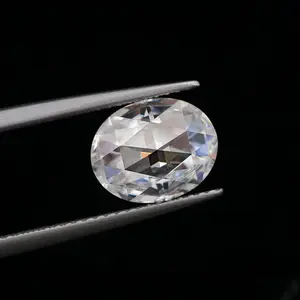 Sangat Komentar Tidak Berwarna 2 Karat Punggung Datar Oval Potongan Mawar Moissanite Berlian Longgar Pada Cincin Pernikahan Pertunangan