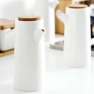 Cucina ware smalto bianco di cottura di <span class=keywords><strong>ceramica</strong></span> aceto dispenser bottiglia di olio di oliva con tappo - Product Image 1