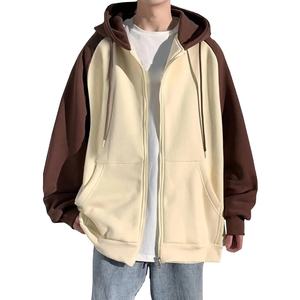 Sweat à capuche pour homme surdimensionné à épaules tombantes, fermeture éclair, poids lourd, 100% coton molletonné, logo personnalisé, couleur contrastée, taille plus, haute qualité - Product Image 1