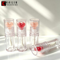 Tube de brillant à lèvres vide transparent en plastique en forme de double cœur de 4,5 ml, contenant de rouge à lèvres, flacon d'huile cosmétique pour les lèvres avec bouchon à vis personnalisable