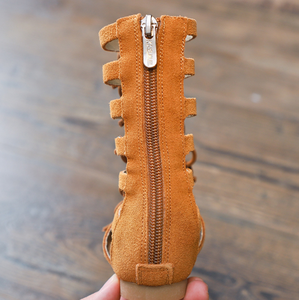 Sandales d'été pour enfants, nouvelles sandales en cuir respirantes pour filles, bottes longues décontractées en fourrure pour enfants - Product Image 6