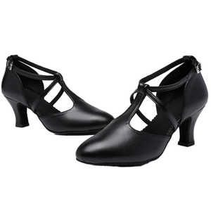 Zapatos de Baile Latino con Correa en T Negra, Suela de Gamuza Suave, Parte Superior de PU, para Mujer, Ideales para <span class=keywords><strong>Cha</strong></span> <span class=keywords><strong>Cha</strong></span>, Vals y <span class=keywords><strong>Tango</strong></span> - Product Image 1