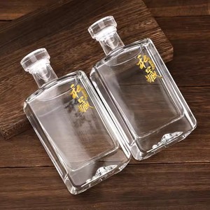 Chai thủy tinh vuông đựng rượu mini 50ml 200ml 375ml 500ml 750ml, dùng cho rượu mạnh, rượu vang, gin, whisky, vodka, tequila, có nắp nút chai. - Product Image 4
