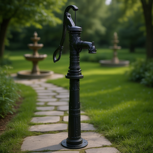 Bomba de Agua de Hierro Fundido para Jardín con Soporte, Operación Manual, Uso en Exteriores, Color Negro - Product Image 2