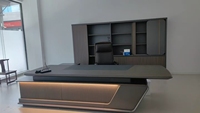 Bureau de direction écologique haut de gamme en forme de L avec rangement Poste de travail de bureau moderne en bois pour