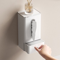 Boîte à mouchoirs murale moderne et simple en plastique sans perçage, multi-usage, avec rangement supérieur pour salle de bain et toilettes, pour ranger les mouchoirs en papier