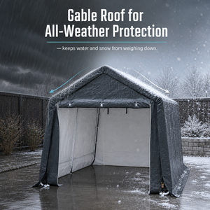 Tente de rangement métallique robuste 4x6m, imperméable et durable, modèle neige, pour le stockage saisonnier <span class=keywords><strong>extérieur</strong></span> et l'hivernage des équipements - Product Image 3