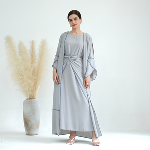 Ropa de Mujer Estilo Dubái, Moda Musulmana, Conjunto de Abaya de <span class=keywords><strong>3</strong></span> Piezas de Poliéster de Alta Calidad, Vestido Abaya - Product Image 3
