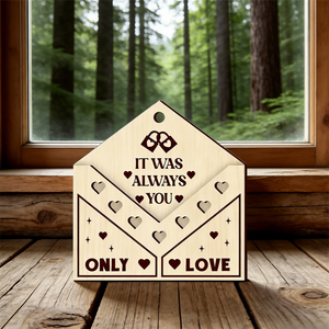 Tarjeta de Felicitación Romántica con Sobre de Madera - Tarjeta de <span class=keywords><strong>Amor</strong></span> Grabada con la Frase "Siempre Fuiste Tú" para el Día de San Valentín, Aniversario, Regalo de Boda - Product Image 2