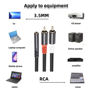 Nuovo guscio in alluminio 0.3M placcato oro Stereo 3.5 femmina a 2RCA maschio cavo di conversione Audio Video <span class=keywords><strong>un</strong></span> <span class=keywords><strong>minuto</strong></span> due Audio - Product Image 5