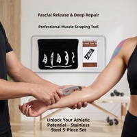 Kit de 5 gratte-muscles en acier inoxydable IASTM pour massage des fascias avec sac à fermeture éclair Gua Sha