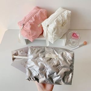 Custom Portable Women Glossy Solid Color <b>Bow</b> Knot Makeup Bag Skincare Products Organizer Student Travel Toiletry Bag - Product Image 1