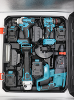 Ensemble d'outils électriques au lithium-ion, clé à moteur sans balais, meuleuse d'angle, marteau rotatif, perceuse électrique, ensemble d'outils 21V