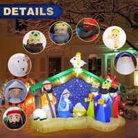 Décoration de crèche gonflable de Noël avec LED intégrées, idéale pour jardin, pelouse et fêtes de Noël