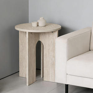 Mesa de Centro Redonda Moderna para Sala de Estar Pequeña con Almacenamiento, Tablero de MDF, Fácil de Montar, <span class=keywords><strong>Mueble</strong></span> <span class=keywords><strong>Auxiliar</strong></span> para el Hogar - Product Image 1