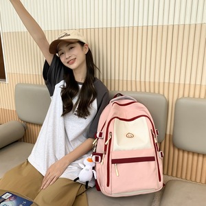 Korean Style Student <b>Backpack</b> 18 In <b>Large</b> Capacity Color Blocking Design For <b>School</b> Education Unisex Lightweight Casual <b>Backpack</b> - Product Image 4