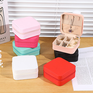 Portable Mini <strong>Square</strong> Pattern <strong>Jewelry</strong> <strong>Box</strong> Compact Travel Storage Solution for Earrings Rings and Other Small <strong>Jewelry</strong> Items - Product Image 1