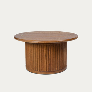 Table basse ronde unique en bois massif de chêne naturel moderne pour salon, chambre d'hôtel, extérieur de luxe - Product Image 1