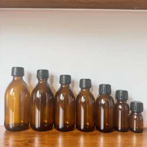 Label kustom kualitas tinggi Pharm kaca Amber Oral sirup botol batuk cair kaca DIN 28mm dengan tutup aluminium emas hitam perak - Product Image 2