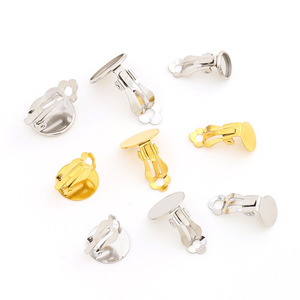 Boucles d'oreilles à clipser en acier inoxydable, base ronde, surface lisse, accessoires de bijoux DIY pour oreilles non percées, unisexe, en alliage de zinc - Product Image 3