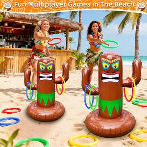 Jeu de lancer de cerceaux gonflables en PVC pour adultes, pour piscine, intérieur/extérieur, thème tropical estival - Product Image 5