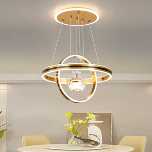 现代简约豪华圆形吊灯餐厅酒吧高档三色主卧室调光灯 - Product Image 3