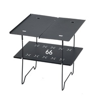 Table à thé miniature autoportante d'extérieur, double couche, style glamping, pliable, portable, pour camping, pique-nique, voyage, randonnée