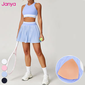 Janya Damen Tennis Wear Color Blocking 2-teiliges Set Tennis rock mit Seiten tasche Atmungsaktives Yoga Outfit Tennis-Sets mit hoher Taille - Product Image 4