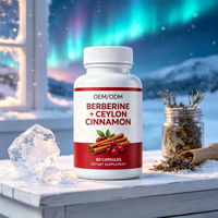 OEM ODM Capsules de berbérine HCL naturelle et de cannelle de Ceylan pour la santé métabolique, complément alimentaire en marque privée