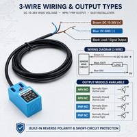 Capteur de proximité inductif SonGenShi SN04-N DC 10-36V 4mm NPN NO IP67 étanche pour l'automatisation industrielle
