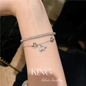 King Silver Jewelry S925 Sterling Silver Bee Clover Bracelet Women's Everyday Wear Fine Charm Bracelet - Product Image 5