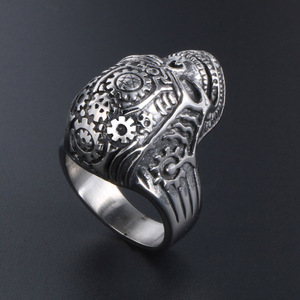 Bague vintage en forme de crâne, en acier inoxydable, bijoux pour homme, cadeau SA238 - Product Image 3