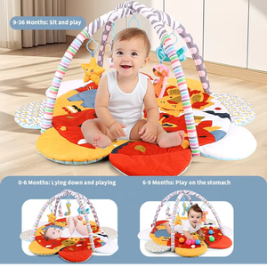 Manta de Juego Plegable con Forma de Flor y Diseño de Animales de Dibujos Animados, Colgante, con 20 Bolas Oceánicas, Tapete de Gimnasio para Bebés - Product Image 2