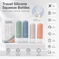 Ensemble de 18 flacons de voyage en silicone et accessoires, contenants de toilette rechargeables de 90 ml et pochette transparente pour le voyage